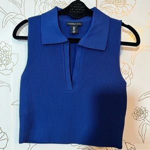 Sincerely Jules Blue Collar V neck crop top